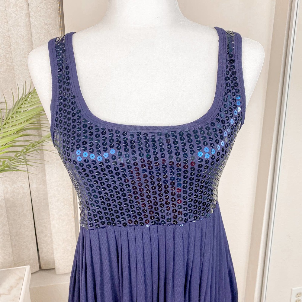 Bailey44 Barneys Babydoll Coop Blue Sequin Super Nova Mini Dress Size Small - Picture 5 of 13